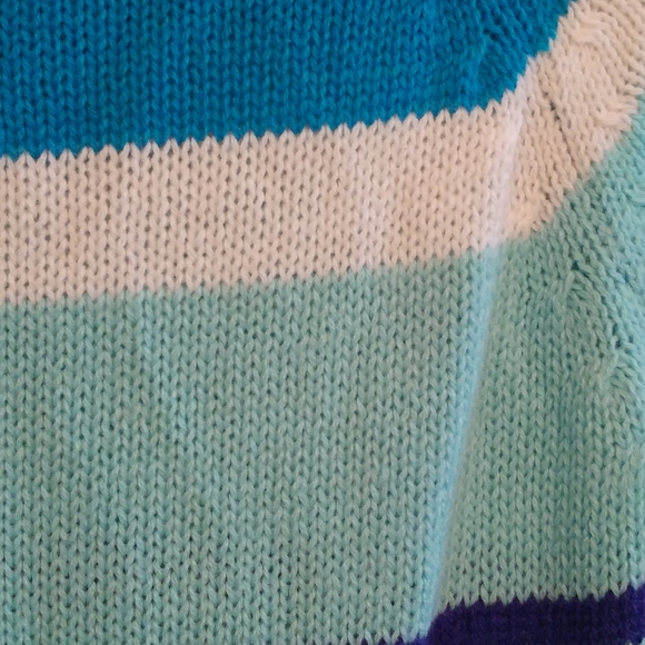 NWOT Girl's Blue Knitted Short Sleeve Sweater Top - Picture 6 of 6